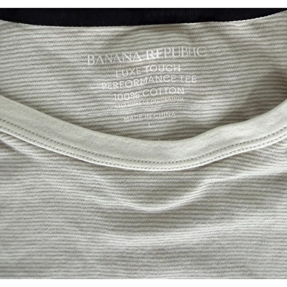 Banana Republic Luxe Touch Performance Tee‎ Mens Large Striped Cotton